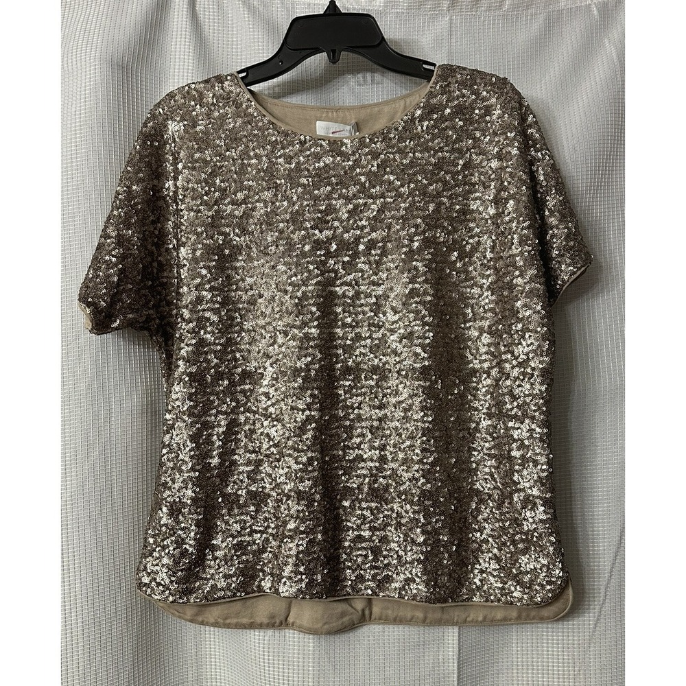 NWT White Label The White Company Womens Stretch Sequin Short Sleeve Top Size 10